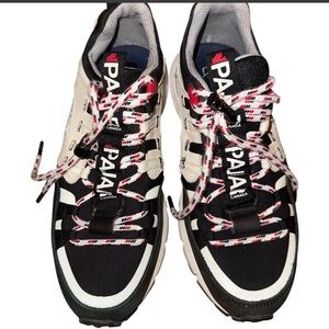 Pajar Black and White Sneakers with Orange Detail